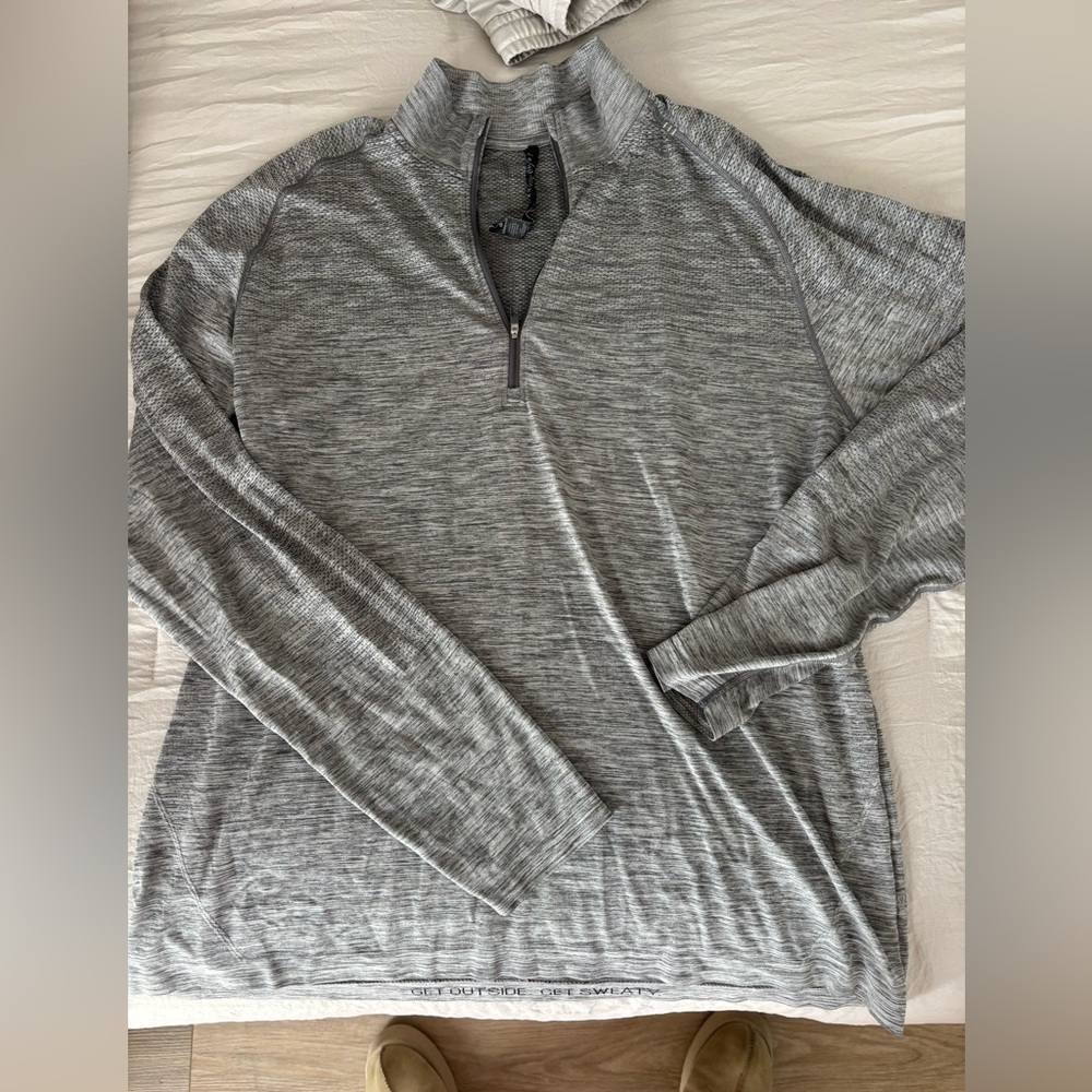 LULULEMON MENS all in motion Grey Heather Quarter-Zip Pullover XXL